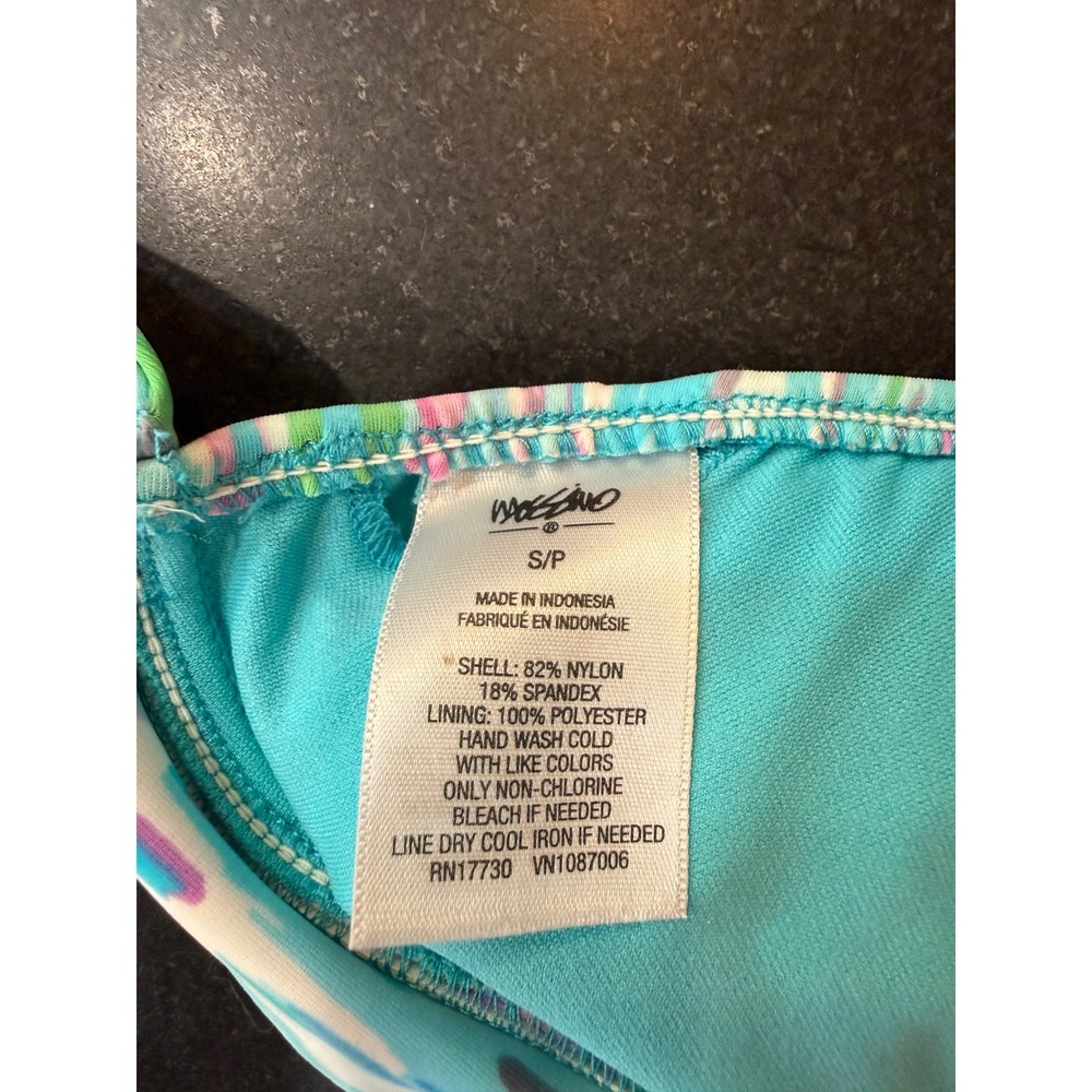 Mossimo Bikini Top S Multicolor Abstract Halter Hardware Detail Beach Pool Boho - Picture 4 of 4